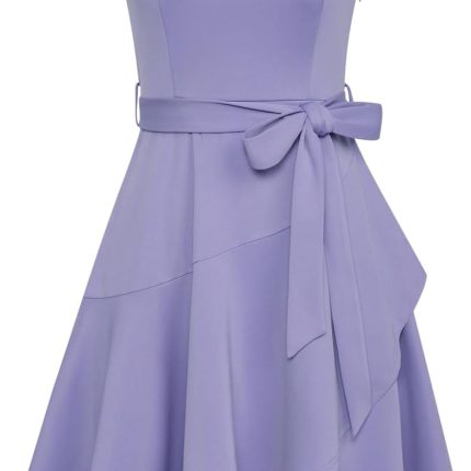 Women's Wedding Guest Dress Square Neck Wrap Tank Midi Dress Ruffle Hem A Line Cocktail Party Dresses