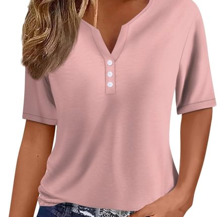 Summer Tops for Women 2025 Vacation Trendy V Neck Boho Short Sleeve Shirts Casual Loose Comfy Tunics