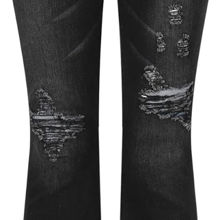 Women's Stretchy Mid Rise Flare Jeans Distressed Denim Bell Bottom Pants