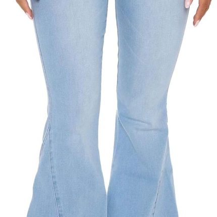 Women's Ripped Jeans Bell Bottom Flare Jeans Mid Rise Destroyed Hem Denim Pants