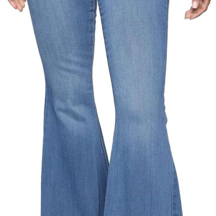 Women's Ripped Jeans Bell Bottom Flare Jeans Mid Rise Destroyed Hem Denim Pants