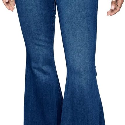 Women's Ripped Jeans Bell Bottom Flare Jeans Mid Rise Destroyed Hem Denim Pants