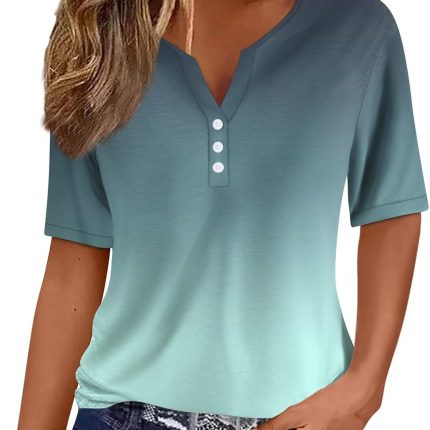 Summer Tops for Women 2025 Vacation Trendy V Neck Boho Short Sleeve Shirts Casual Loose Comfy Tunics