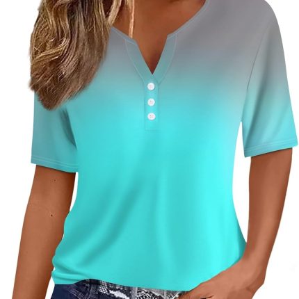 Summer Tops for Women 2025 Vacation Trendy V Neck Boho Short Sleeve Shirts Casual Loose Comfy Tunics