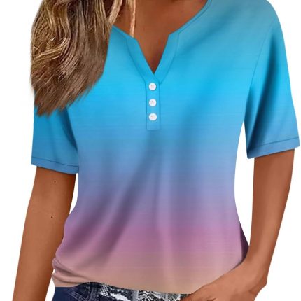 Summer Tops for Women 2025 Vacation Trendy V Neck Boho Short Sleeve Shirts Casual Loose Comfy Tunics