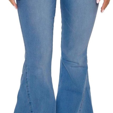Women's Ripped Jeans Bell Bottom Flare Jeans Mid Rise Destroyed Hem Denim Pants