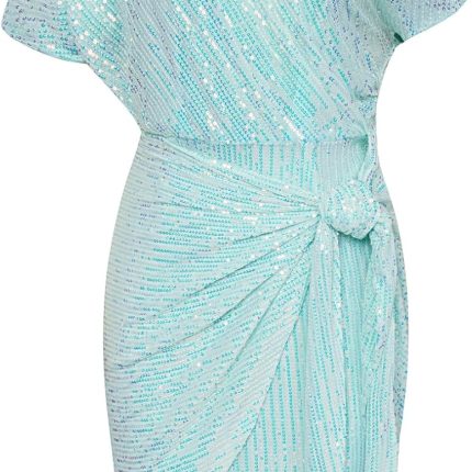 Women's Sequin Sparkly Glitter Party Club Dress One Shoulder Ruched Cocktail Bodycon Dress